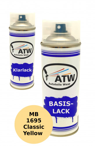 Autolack für Mercedes Benz 1695 Classic Yellow+400ml Klarlack Set